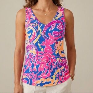 Lilly Pulitzer Gigi V-neck Tank Brillant Blue catch and release size xxs